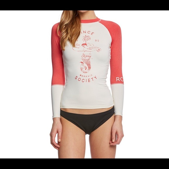 Roxy Red White Mermaid Rashgaurd - Picture 2 of 2
